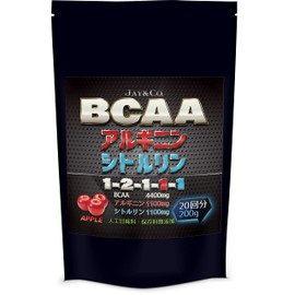 JAY&CO. 無添加人工甘味料 BCAA + アルギニン & シトルリン 国内製造 (アップル, 200g)