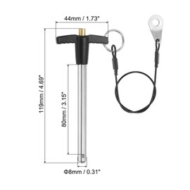 PATIKIL T Handle Lock Pins 5/16 x 3.15" (8 x 80mm), Quick Release Pin 304 Stainless Steel Safety Locating Pins with Push Button 25 cm Lanyard Cable