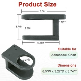 ABCPATIO Sturdy Cup Holder for Adirondack Chair, Easy-add Cup Holder Attachment fit for Outdoor Furniture(1,Deep Gray)