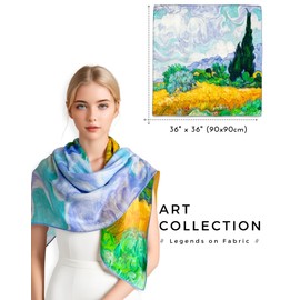 PoeticEHome Cashmere Scarf Wrap 36x36 Inch - Featherlight Artistic Large Square Shawl, Gift Packed