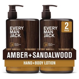 Every Man Jack Men's Amber Sandalwood Hand Body Lotion for All Skin Types - Dermatologist Specialty Amber + Sandalwood / 모든 피부 타입을 위한 에브리 맨 잭 남성 앰버 샌달우드 핸드 바디 로션 - 피부과 전문 Amber + Sandalwood
