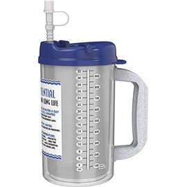 32 oz Insulated Cold Drink Hospital Mug with Blue Lid | Water Essential Travel Mug