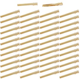 Yoosit 50 Pack Gold Metal Craft DIY Project Plain Blank Duckbill Alliagator Hair Clips Barrettes Hair Salon Styling Sectioning Clips Pins for Women Girls Teens Kids (Gold-7.5cm/3")