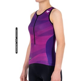 MY KILOMETRE Womens Triathlon Top Tri Singlet Racerback Performance Triathlon Top with Back Pockets