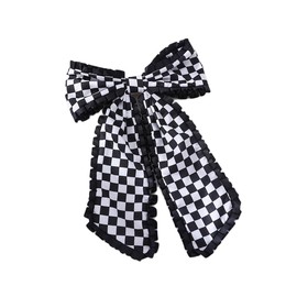 Checkered Plaid Scrunchies Black White Plaid Checkered Hair Scrunchies Checkerboard BW17 (H2-Hair Scarf Bow)