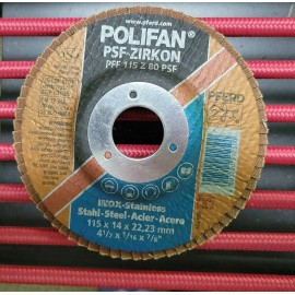 Pferd Polifan 62016  80 Grit Flap SteelLOX Disc Grinding Disc 4.5" x 3/4"x 7/8"
