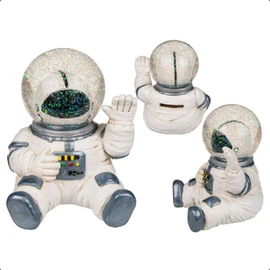 Out of the blue 78/3937 Astronaut Money Box Made of Artificial Stone with Glitter Ball, Approx. 13 x 10 cm, Great Money Box with Key, Lockable Figure, Decoration