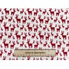 Christmas Fabric - Red Reindeers Stags on Off White -