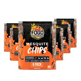 FOGO Mesquite Wood Chips for Grilling and Smoking, Bold Southwest BBQ Flavor for Charcoal and Gas Grills, Made in USA, 1.4 lb Bag, 6-Pack