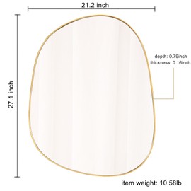 Asymmetrical Mirror for Wall Decor 21"*27", Modern Gold Framed Wall Mirror for Living Room Bathroom Bedroom Entryway ELE-STOU-0065Gold