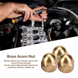Brass Nuts, Cap Nuts Brass, M3-M12 Brass Acorn Nut Kit Dome Head Cap Hex Nuts Set Vehicle Fasteners for Fix Tires and Axles(M6(20PCS))