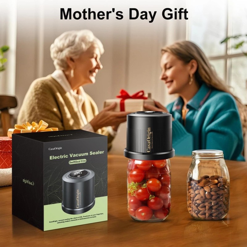 CASA Electric Mason Jar Vacuum Sealer Kit for Wide &