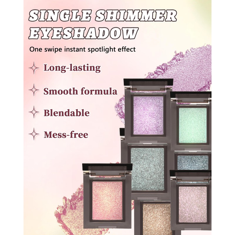Green Glitter Eyeshadow Palette, Metallic Shimmer Single Eye Shadow Palette