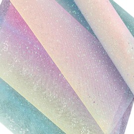 Rigidstone Pack of 2 Rainbow Tulle Decorative Fabric Table Runner, 15 cm x 9 m Table Runner, Rainbow Glitter Tulle Fabric, Table Runner for Party, Wedding Decoration