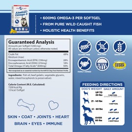 Vital Planet Vital Planet - Alaskan Omega-3 Fish Oil Supplement for Dogs with 600mg of Omega-3, High in DHA and EPA from Sustainably Harvested Wild Caught Cold Water Fish, 60 Vanilla Softgels