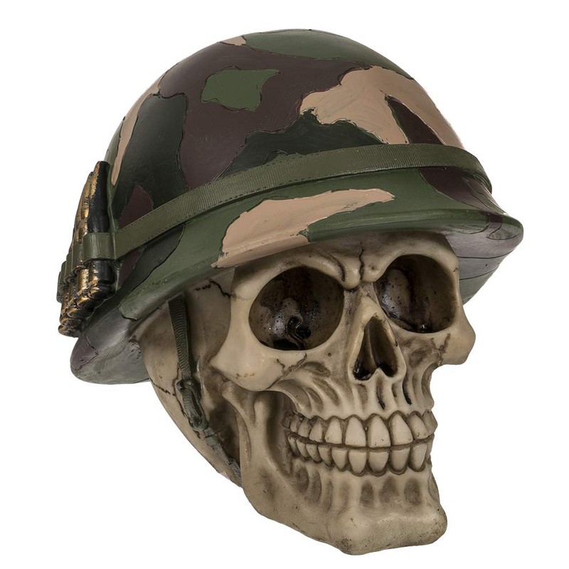 OOTB 78/5759 Polyresin Savings Bank with Lock, Skull with Army