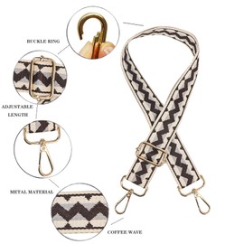 WENSIDUO 1.97" Wide Purse Strap, Adjustable Handbag Strap Replacement Shoulder Crossbody Bag Strap,Coffee wave