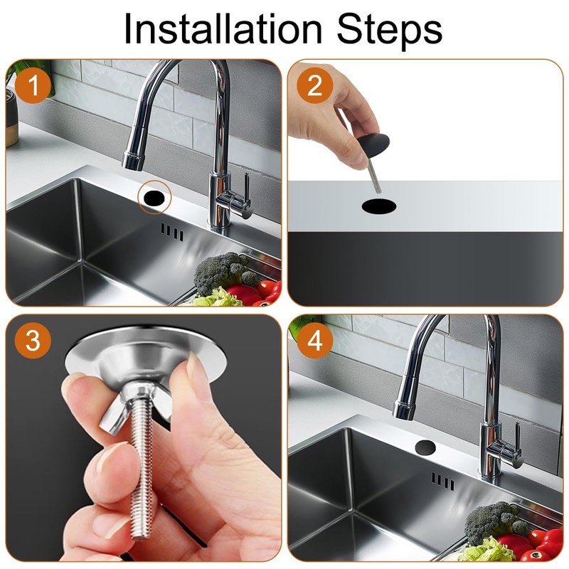2 Sets Kitchen Sink Hole Cover Faucet Hole Cover Stainless