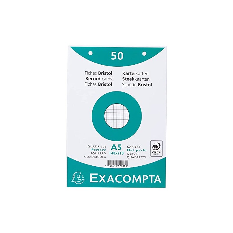 Exacompta - Ref 12608E - Bristol Squared Record Cards (Pack