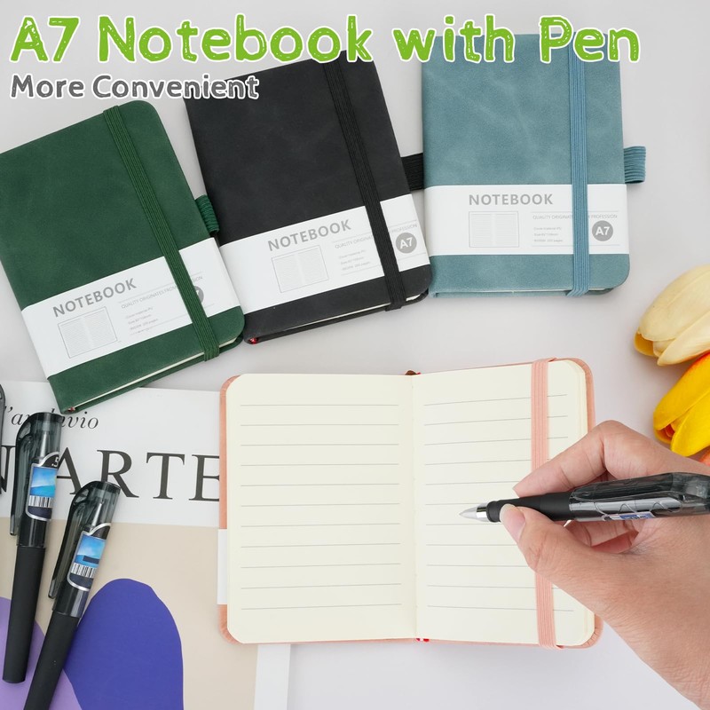 Mulaibdin 4 Pcs Pocket Notebook, Small Notebooks Pocket Size, A7