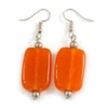 55mm Tall Orange Glass Square Drop Earrings