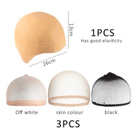 1 Piece Of Wig Cap, 3 Pieces Of Hair Net, Boys' Semi-Bald Hat, Cosplay Hood, Men'S Latex Wig Cap