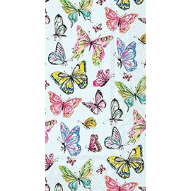 IHR Ideal Home Range Dinner Napkins Rosanne Beck Disposable 3-Ply Paper Hand Towels, 8.5" x 4.5", Butterfly Medley, 16-Count