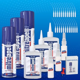 MITREAPEL Super CA Glue (3 x 3.5 oz) with Spray Adhesive Activator (3 x 13.5 fl oz), Cyanoacrylate Super Glue for Plastic, Glass, Ceramic, DIY, 3D Printing with Microtips - 3 Pack