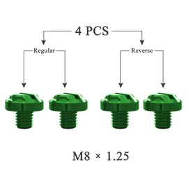 AVERZELLA 4pcs Motorcycle Green Mirror Hole Plugs 2 Regular+2 Reverse M8x1.25 (Green, M8>2 regular + 2 reverse)