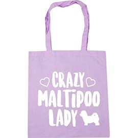 Hippowarehouse Crazy maltipoo lady - dog Tote Shopping Gym Beach Bag 42cm x38cm, 10 litres