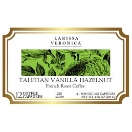 Tahitian Vanilla Hazelnut French Roast Coffee (Single Serve K-Cup Pods) (Gourmet, Naturally Flavored, Whole Coffee Beans) (12 pods, ZIN: 575719)