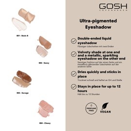 GOSH Eyeconic Eyeshadow 2-in-1 Eyeshadow Nude with Matte and Metallic Colour Side, Smudge-proof and Waterproof, Lasts up to 12 Hours, Highly Pigmented Eyeshadow Pencil, Vegan & Fragrance-Free, 001