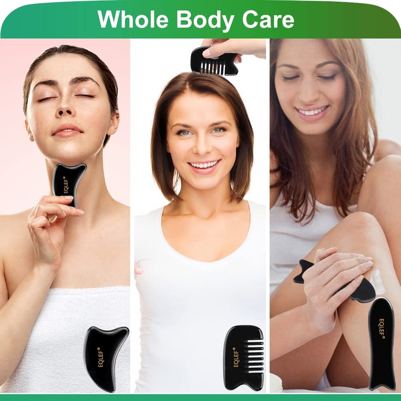 EQLEF Gua Sha Massage Tools, 2 Pieces Horn Gua Sha