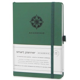 Smart Academic Planner - A5 Size 8.6 x 5.7 inches - Undated Daily Planner for School - Daily, Weekly, and Monthly Scheduling - Student Planner for Maximizing Focus and Productivity (Dark Green)