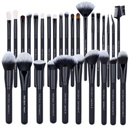 Daily Queen 29pcs Black Professional Makeup Brush Set Kabuki Powder Concealers Eye shadows Blush Eyeliner Eyebrow Contour Eye blending Brushes