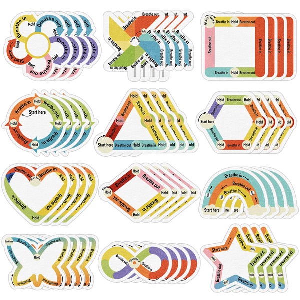 ZOiiWA 48 Pcs Breath Calm Anxiety Sensory Stickers Reusable Textured