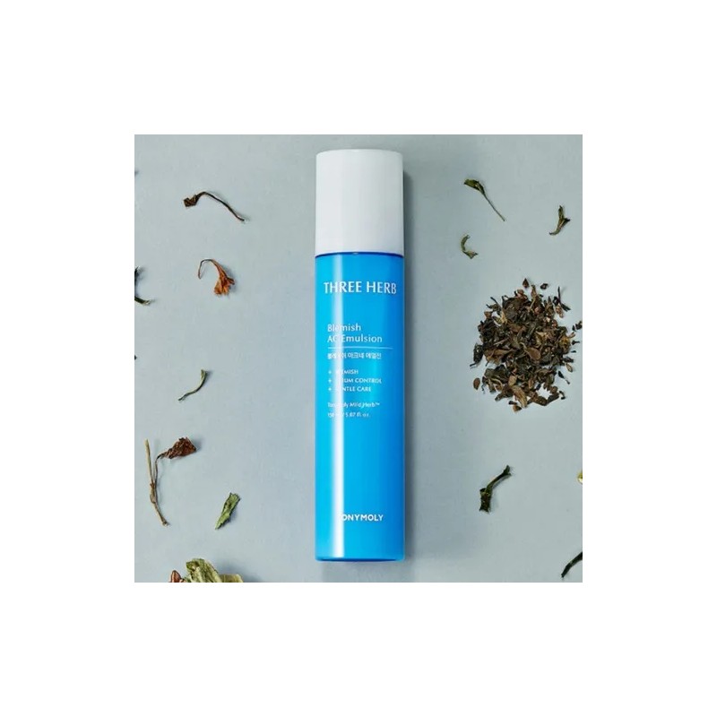 Tonymoly Three Herb emulsión dermatológica antiacné, calma y equilibra toda