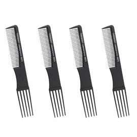 Professional Styling Fork Comb - ShiningUU 4 Pack Anti Static Hair Combs | Wide Tooth Teasing Comb for Curly Hair | Professional Styling Tail Combs with Scalp Massager (Black)​