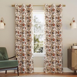 Sun Zero Irma Vintage Floral Blackout Grommet Curtain Panel, 40" x 84", Stone