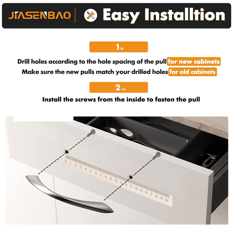 JIASENBAO 5 Pack Brushed Nickel Cabinet Pulls 5 Inch Arch