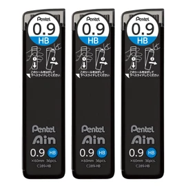 Pentel AMZ-XC289HB3P Sharp Lead Pentel Ain 0.9mm HB 3 Pieces Black