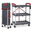 Collapsible Service Cart with Wheels Lockable, 168LBS Capacity Folding Utility