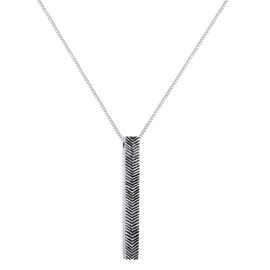 Kuzzoi Men's Necklace with Bar Pendant (40 mm) in Decorated Ornament Look, Solid Chain for Man or Boyfriend, Robust Chain Made of 925 Sterling Silver, Length 60 cm, Sterling Silver