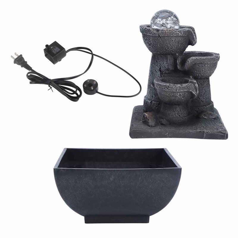 LED Illuminated Tabletop Waterfall Flowing Water Fountains with Ball for