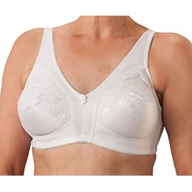 Nearly Me - Lace M-Frame Post Mastectomy Lumpectomy Pocket Bra #700, White (Size: 42D)