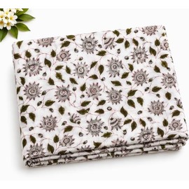 The Yard Precut - Tela blanca 100% algodón impresa a mano de 44 pulgadas de ancho, tela de primera calidad para suministros de costura, suministros de acolchado de tela de tapicería (estampado floral
