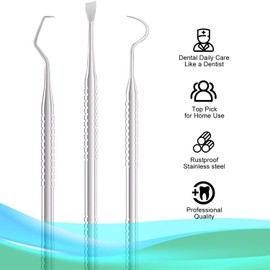 G.CATACC Dental Tools, Metal Dental Pick Teeth Cleaning Tools for Home Use, Stainless Steel Oral Care Hygiene Kit with Tooth Scraper Plaque Tartar Remover - with Case