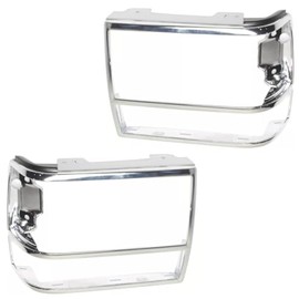 For Ford Ranger 1990 1991 1992 Headlight Bezel Driver and Passenger Side | Pair | Chrome/Black/Silver | F2TZ13064H, F2TZ13064G | FO2512113, FO2513111