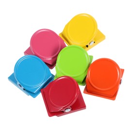 LABRIMP 6pcs Colorful Magnetic Clips for Refrigerator and Office Bright Metal Fridge Magnet Paper Holders Vibrant Colors Easy to Use Decorative Clamps for Notes Photos and Organization