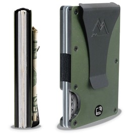 Mountain Voyage Co Minimalist Wallet for Men & Women - Slim RFID Wallet, Scratch Resistant, Credit Card Holder & Money Clip, Easily Removable Money & Cards, (Army Green)